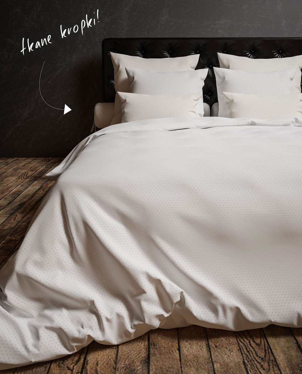Pościel hotelowa w tkane kropki biała - 100% Satyna-bawełniana