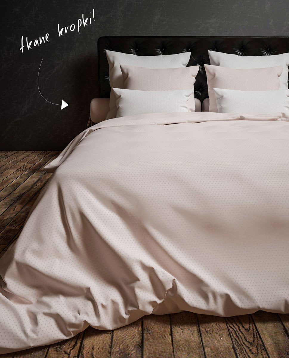 Pościel hotelowa w tkane kropki różowa - 100% Satyna-bawełniana