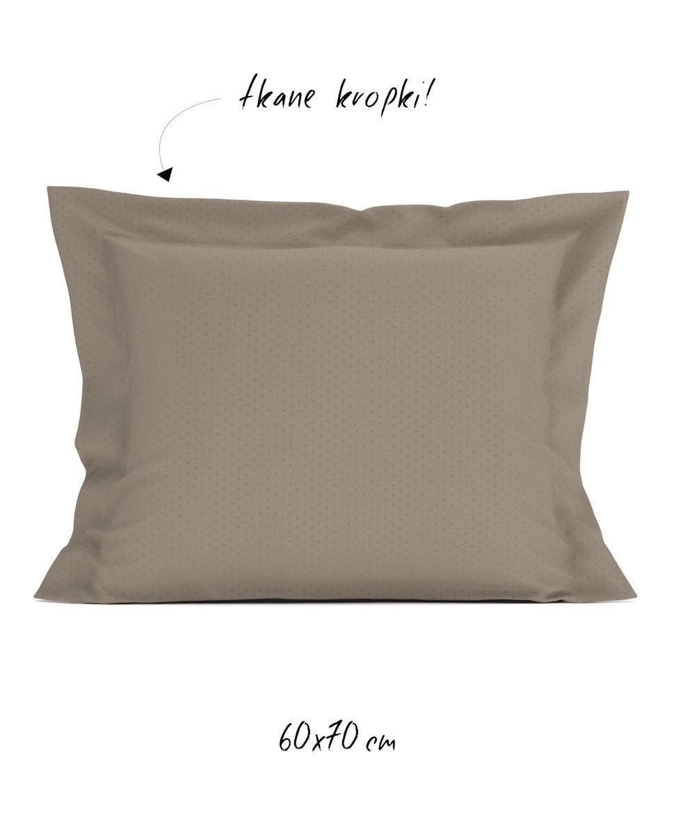 Poszewka hotelowa w tkane kropki 60x70 cm popielaty brąz - 100% Satyna-bawełniana