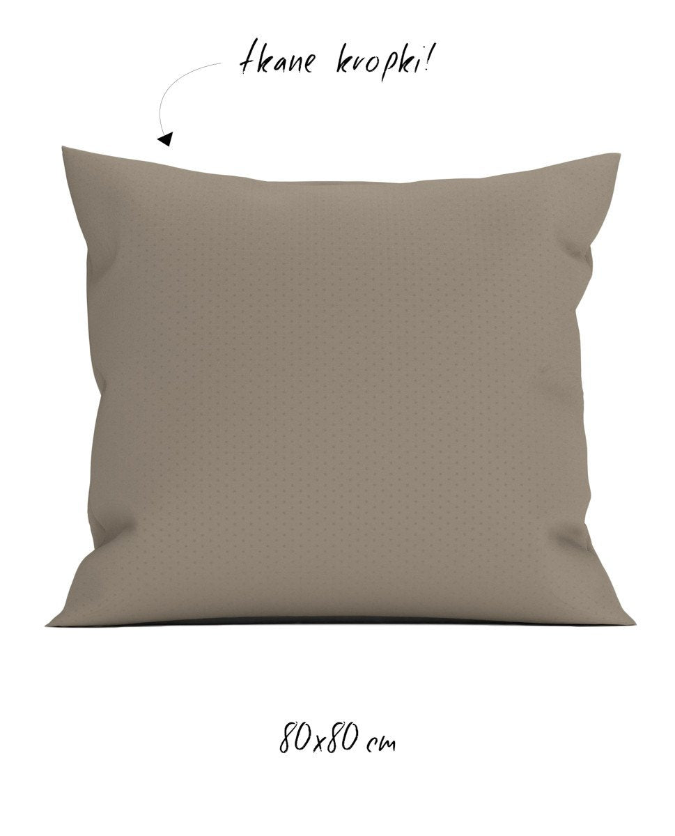 Poszewka hotelowa w tkane kropki 80x80 cm popielaty brąz - 100% Satyna-bawełniana