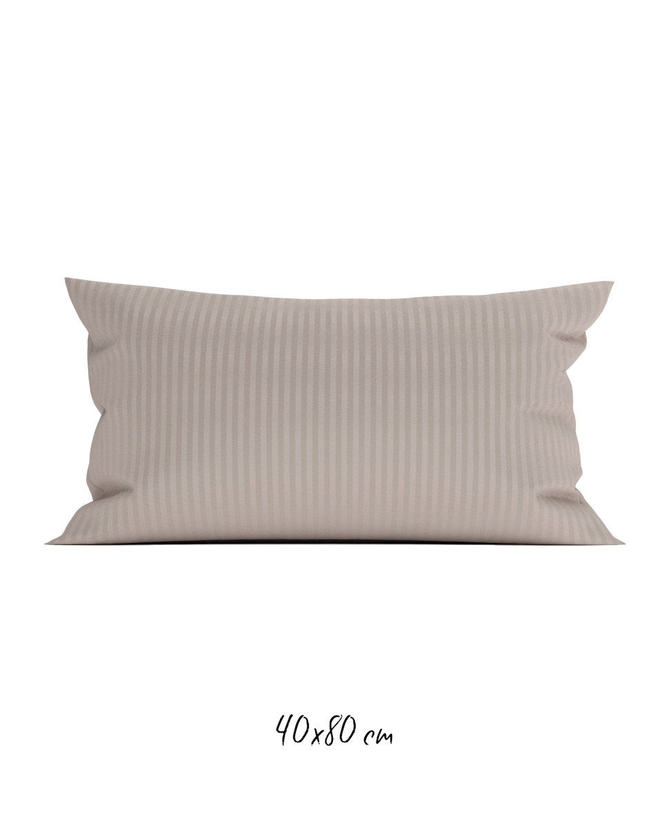 Poszewka hotelowa w tkane paski 40x80 cm beżowa - 100% Satyna-bawełniana