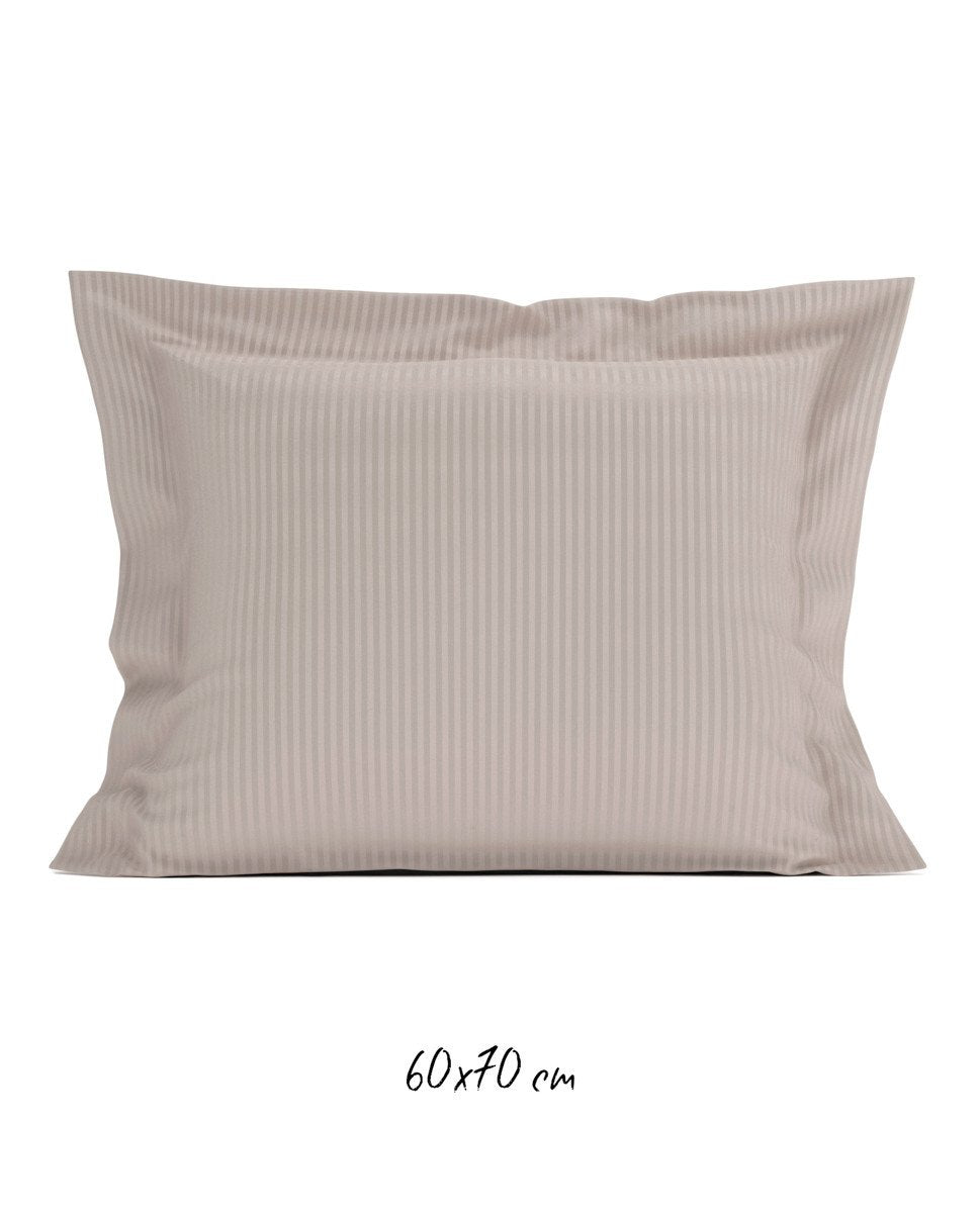 Poszewka hotelowa w tkane paski 60x70 cm beżowa - 100% Satyna-bawełniana