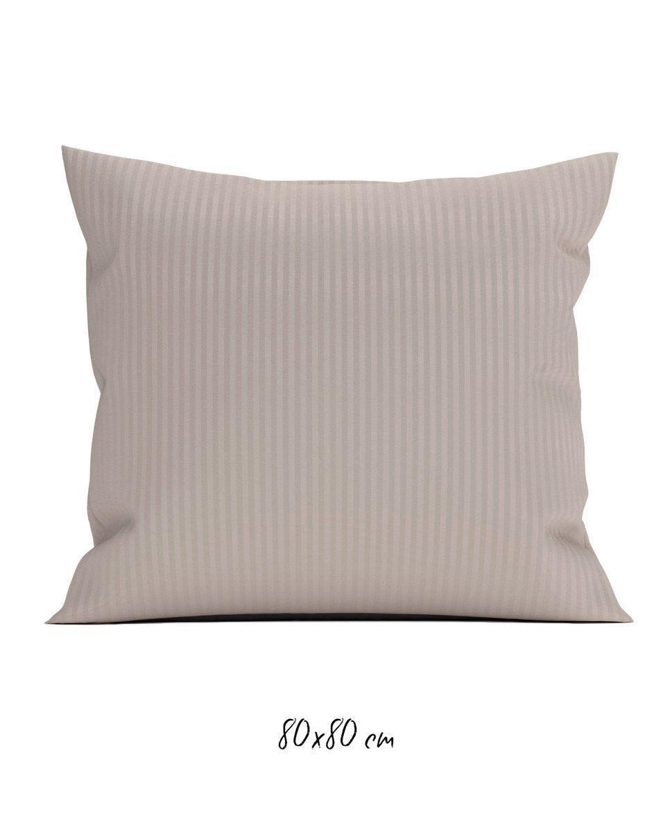 Poszewka hotelowa w tkane paski 80x80 cm beżowa - 100% Satyna-bawełniana