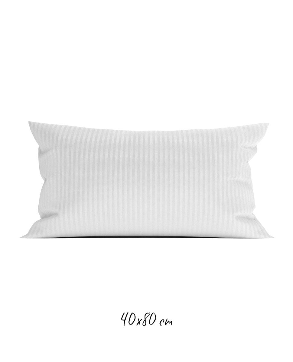 Poszewka hotelowa w tkane paski 40x80 cm biała - 100% Satyna-bawełniana