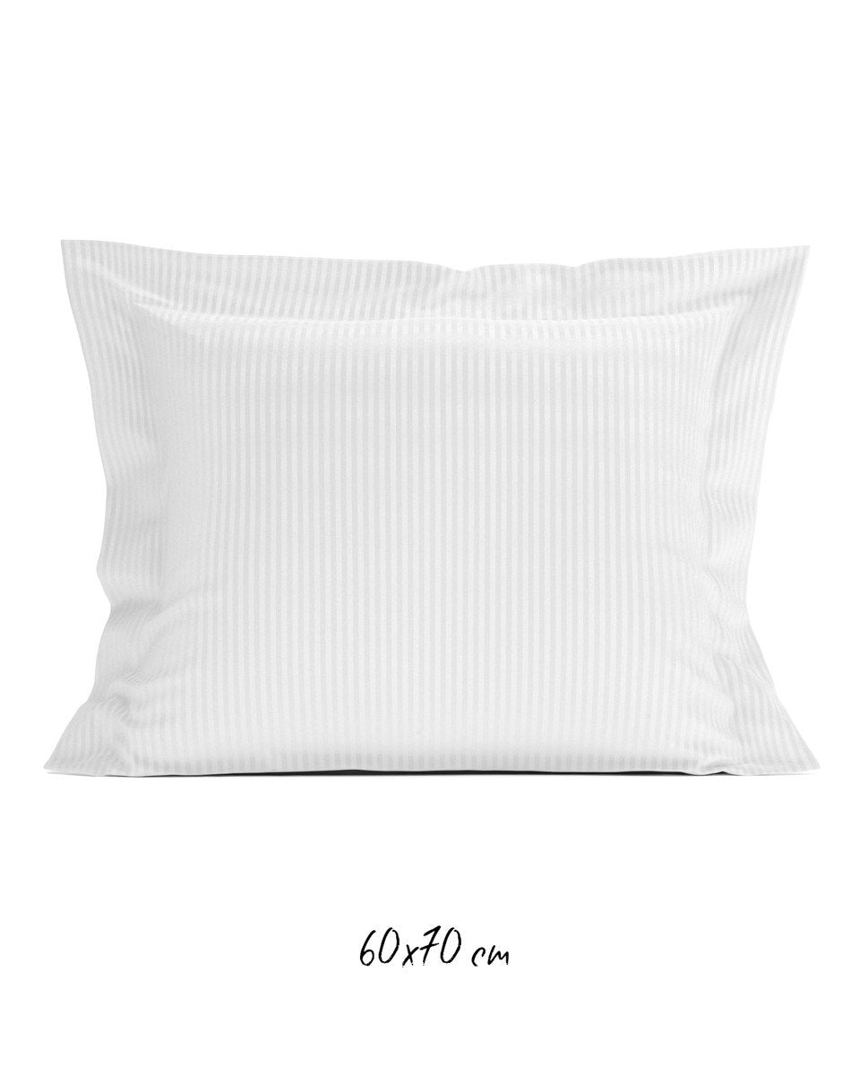 Poszewka hotelowa w tkane paski 60x70 cm biała - 100% Satyna-bawełniana