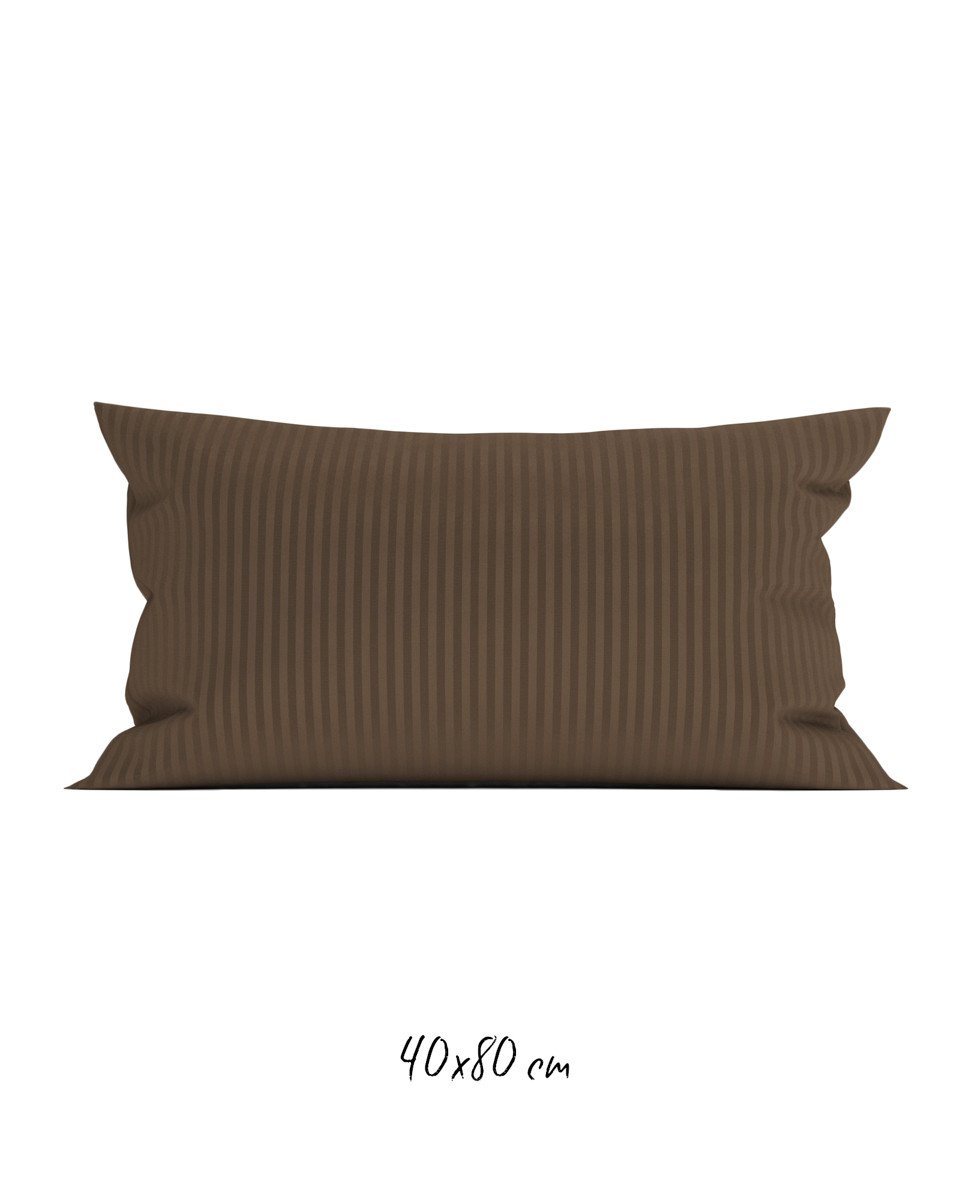 Poszewka hotelowa w tkane paski 40x80 cm ciemnobrązowa - 100% Satyna-bawełniana