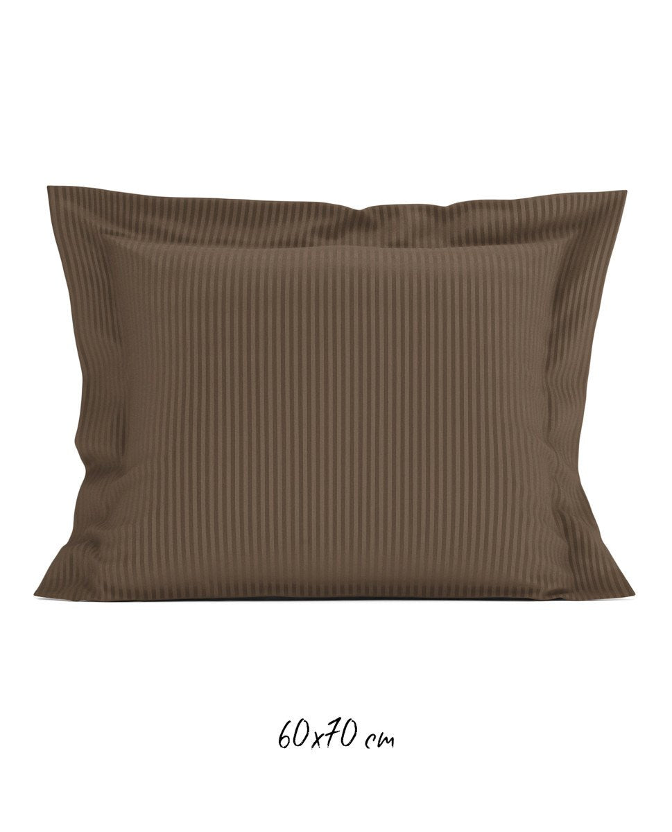 Poszewka hotelowa w tkane paski 60x70 cm ciemnobrązowa - 100% Satyna-bawełniana