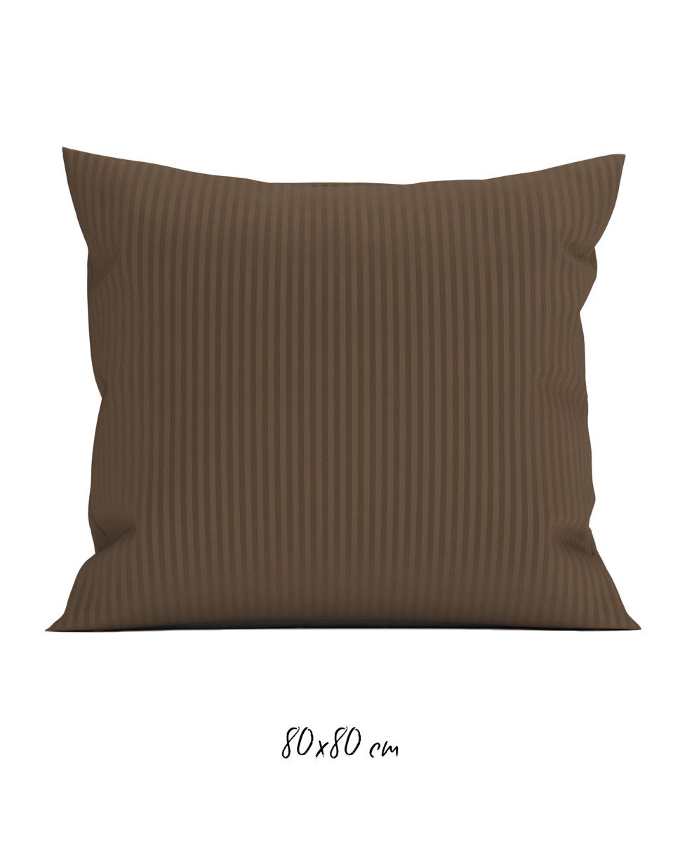 Poszewka hotelowa w tkane paski 80x80 cm ciemnobrązowa - 100% Satyna-bawełniana