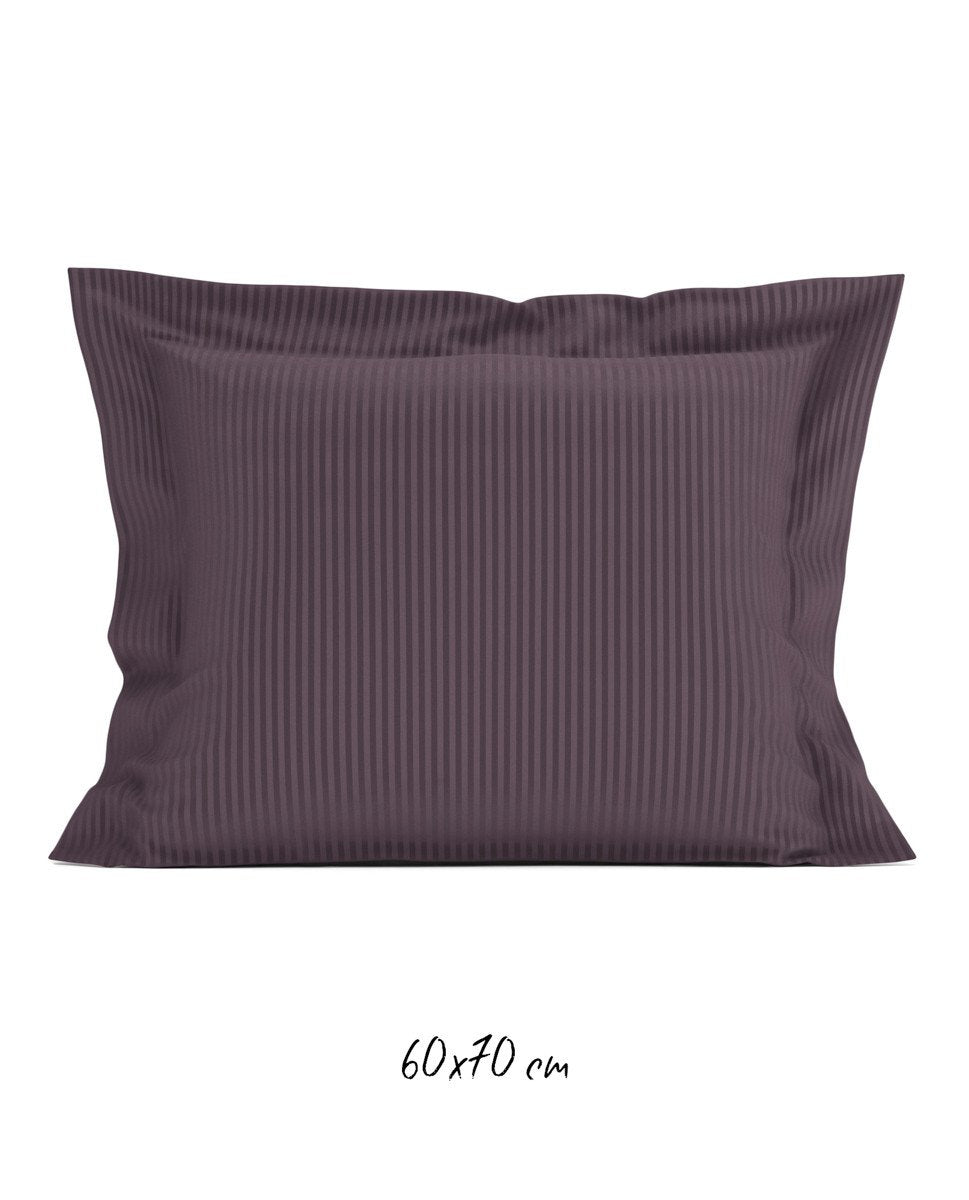 Poszewka hotelowa w tkane paski 60x70 cm ciemnofioletowa - 100% Satyna-bawełniana