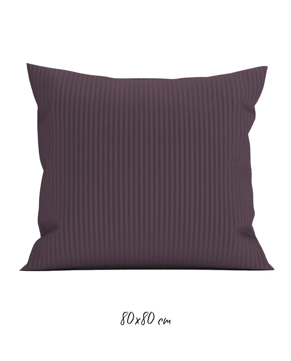 Poszewka hotelowa w tkane paski 80x80 cm ciemnofioletowa - 100% Satyna-bawełniana