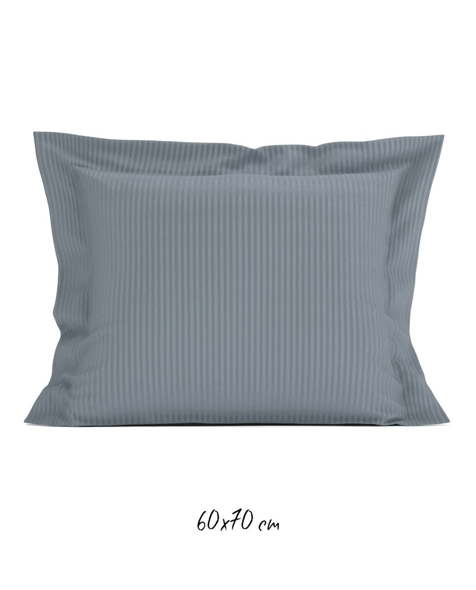 Poszewka hotelowa w tkane paski 60x70 cm ciemnoniebieska - 100% Satyna-bawełniana