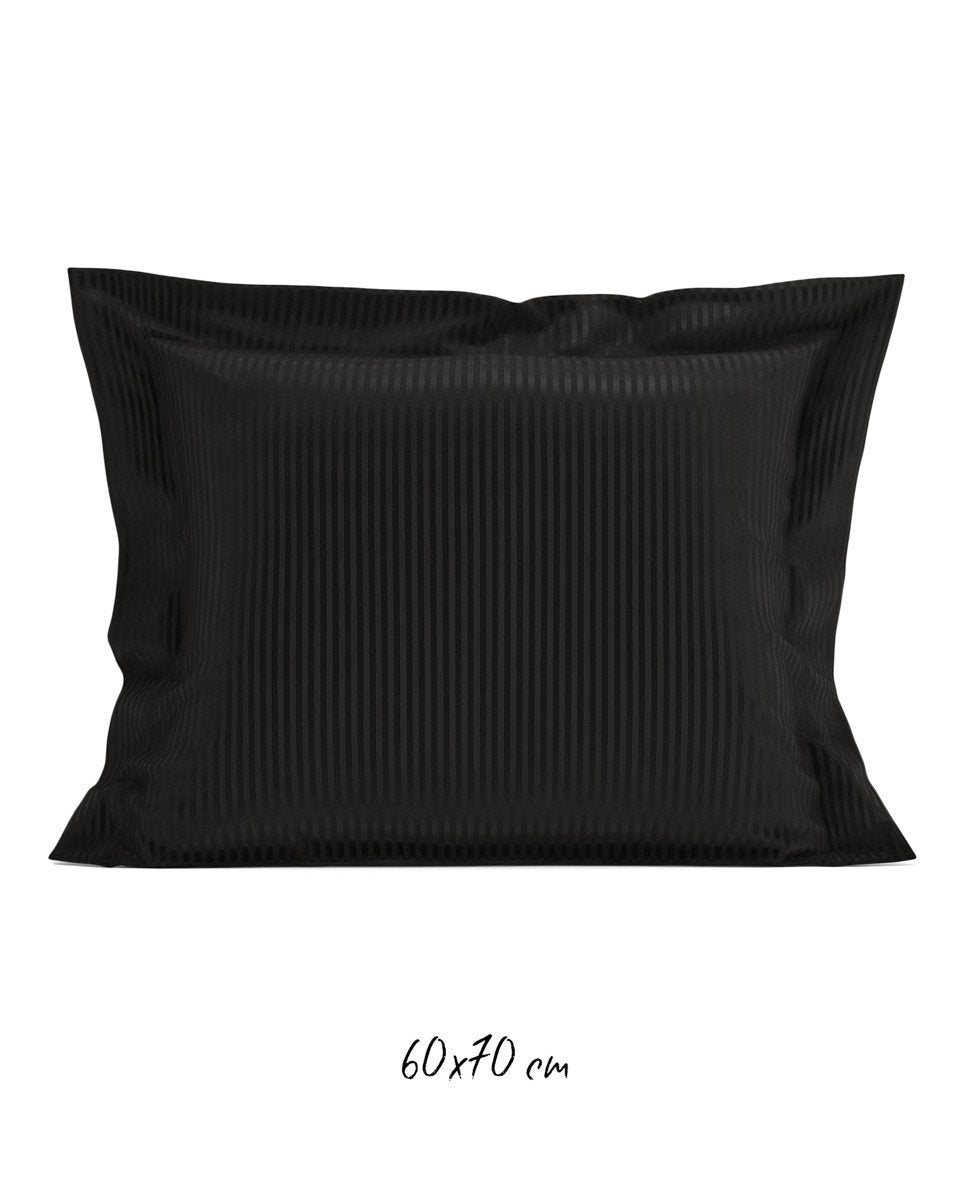 Poszewka hotelowa w tkane paski 60x70 cm czarna - 100% Satyna-bawełniana
