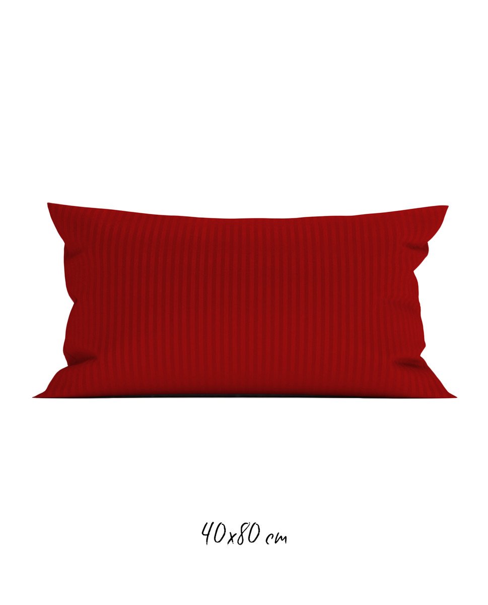Poszewka hotelowa w tkane paski 40x80 cm czerwona - 100% Satyna-bawełniana