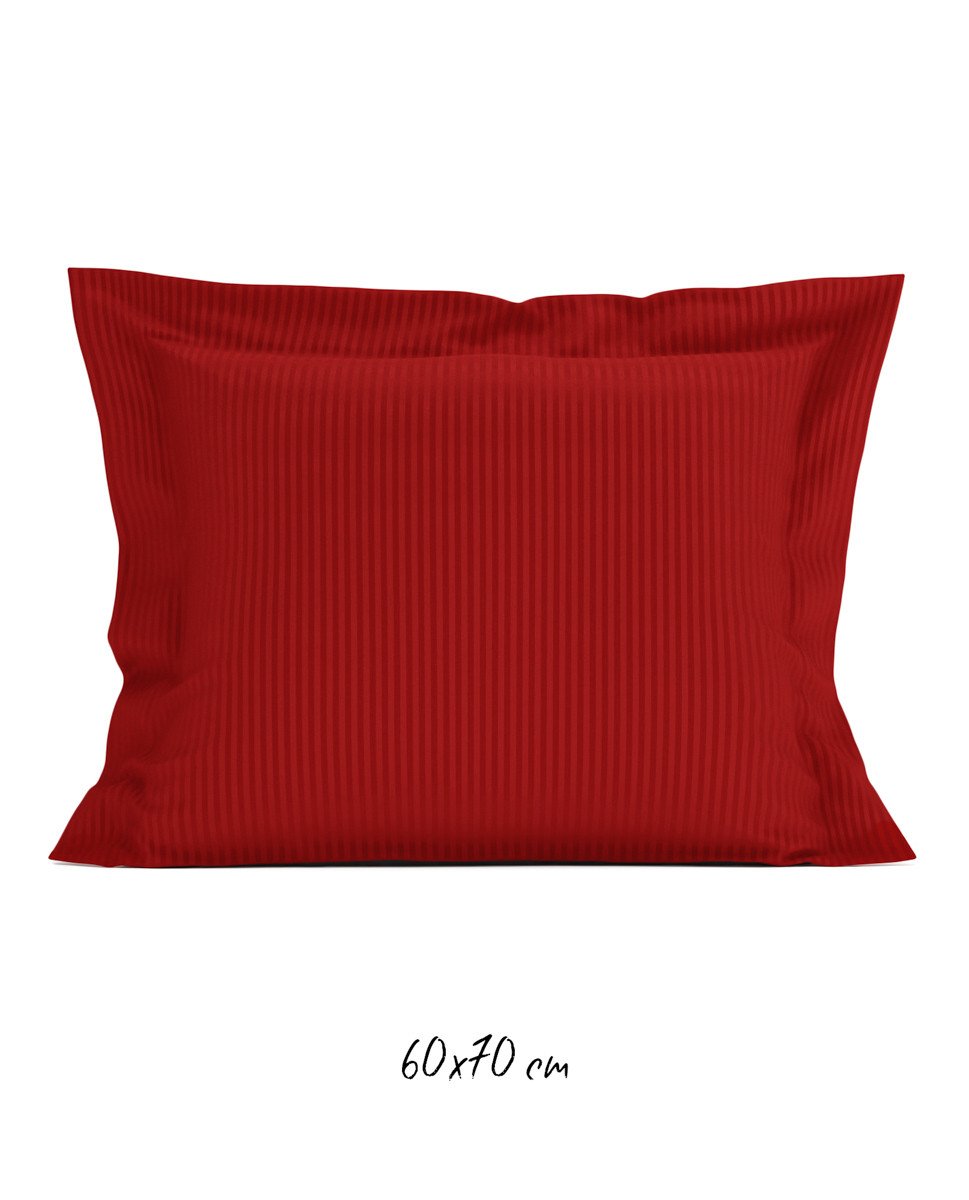 Poszewka hotelowa w tkane paski 60x70 cm czerwona - 100% Satyna-bawełniana