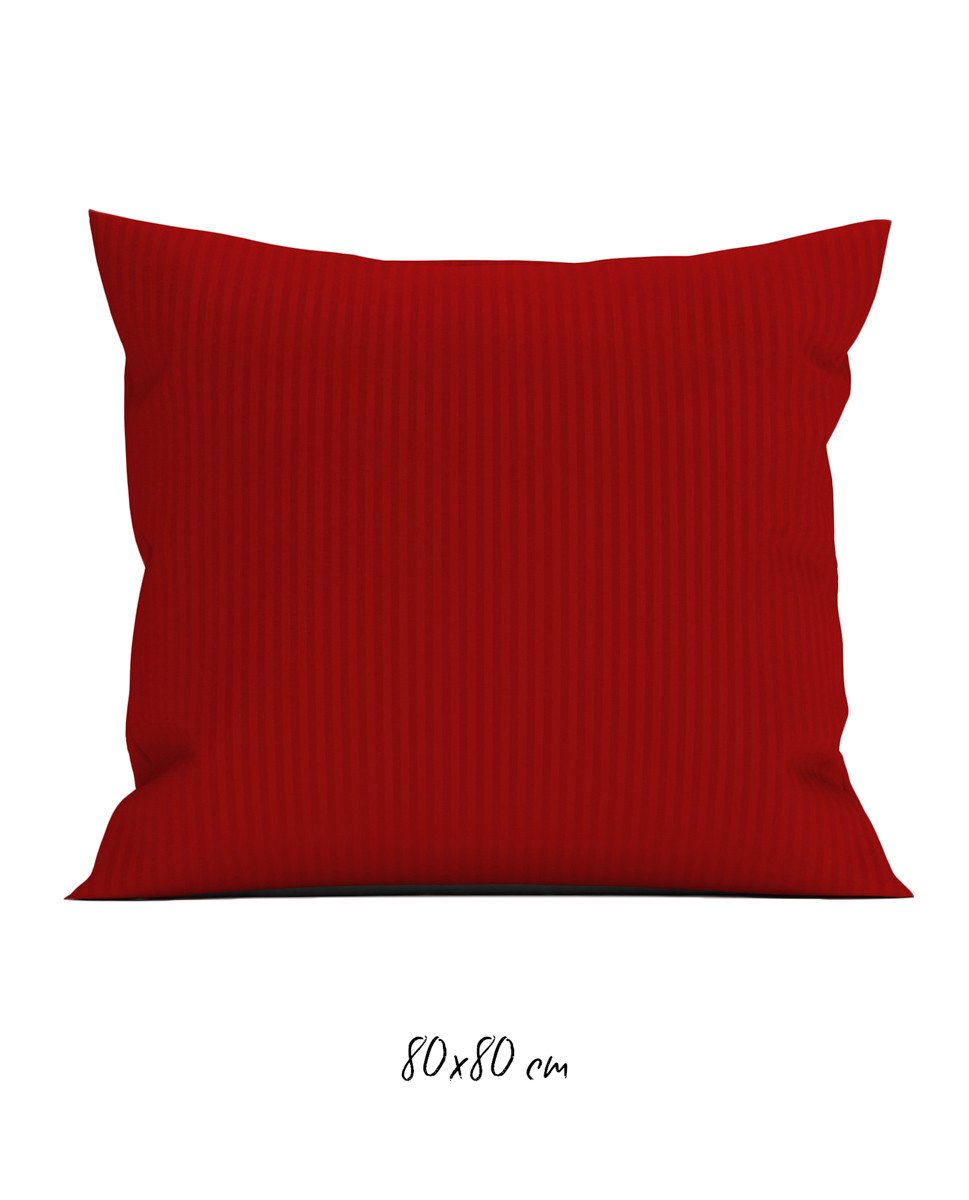 Poszewka hotelowa w tkane paski 80x80 cm czerwona - 100% Satyna-bawełniana
