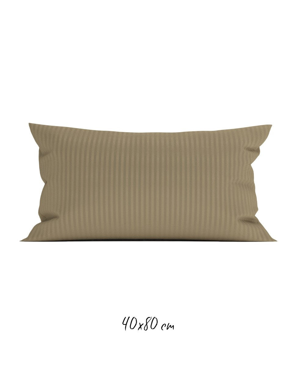 Poszewka hotelowa w tkane paski 40x80 cm jasnobrązowa - 100% Satyna-bawełniana