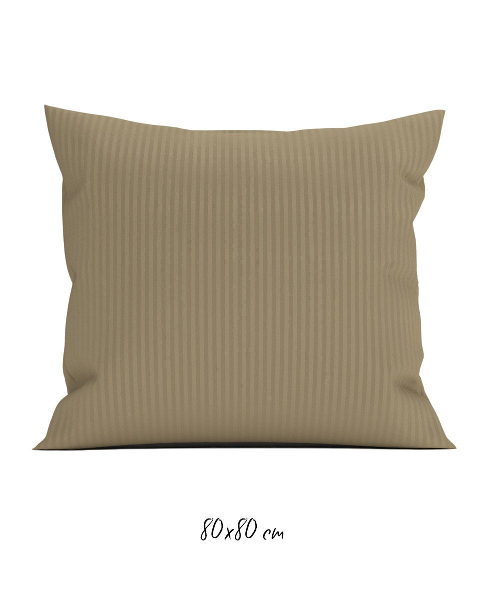 Poszewka hotelowa w tkane paski 80x80 cm jasnobrązowa - 100% Satyna-bawełniana