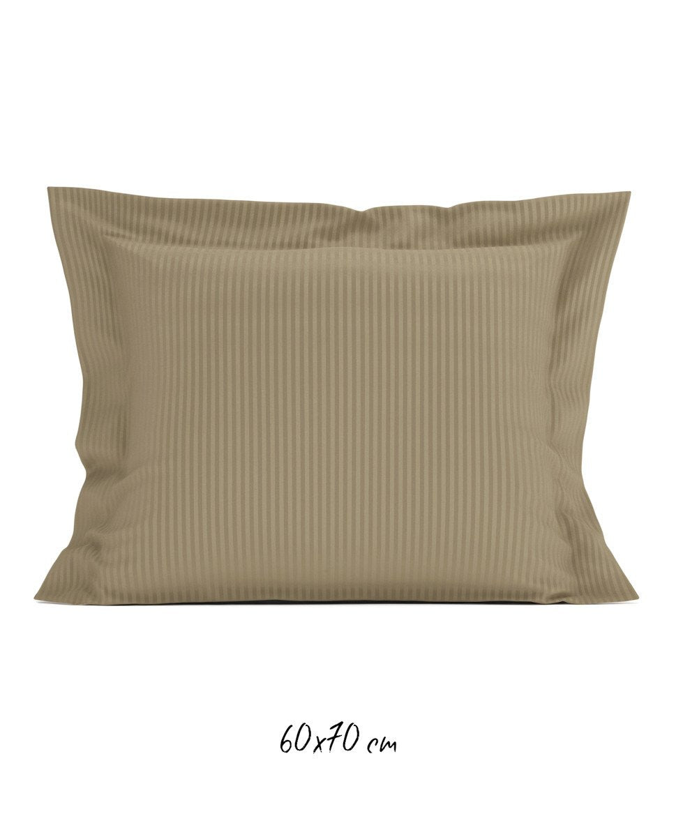 Poszewka hotelowa w tkane paski 60x70 cm jasnobrązowa - 100% Satyna-bawełniana