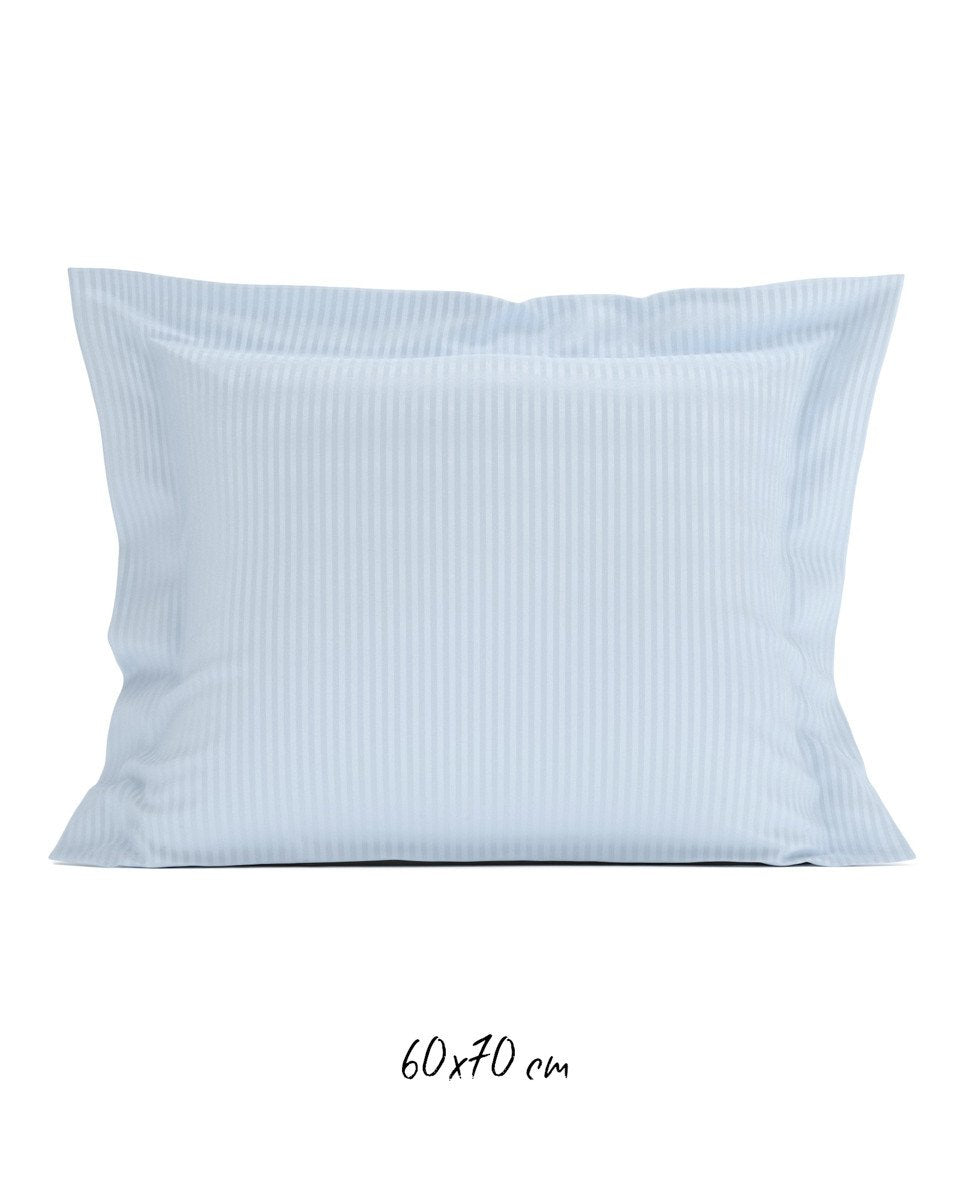 Poszewka hotelowa w tkane paski 60x70 cm jasnoniebieska - 100% Satyna-bawełniana