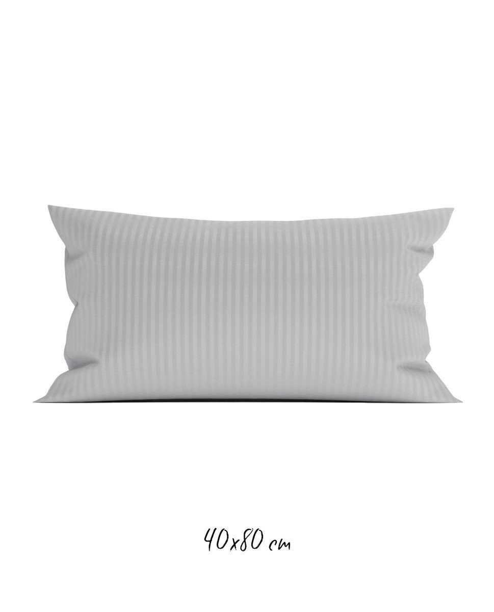 Poszewka hotelowa w tkane paski 40x80 cm jasnoszara - 100% Satyna-bawełniana