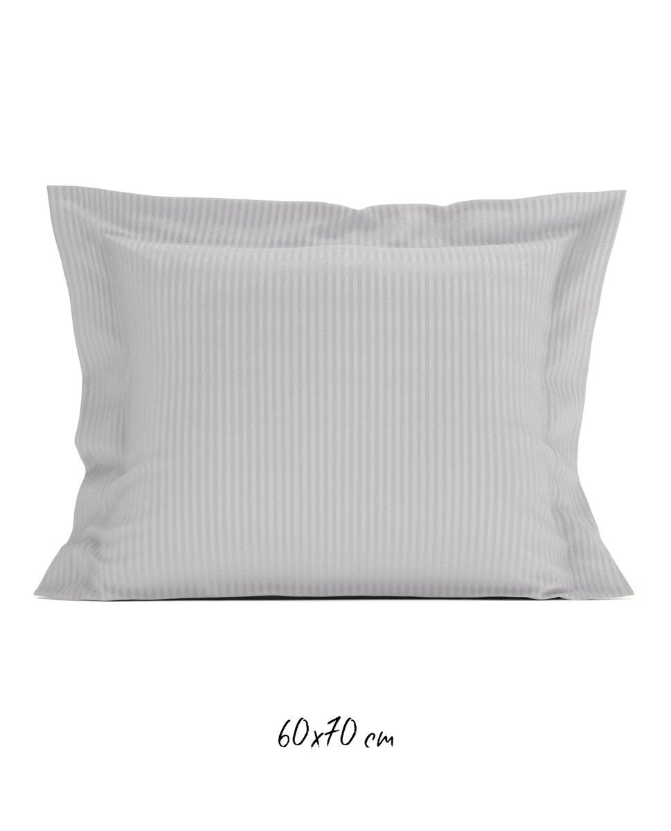 Poszewka hotelowa w tkane paski 60x70 cm jasnoszara - 100% Satyna-bawełniana