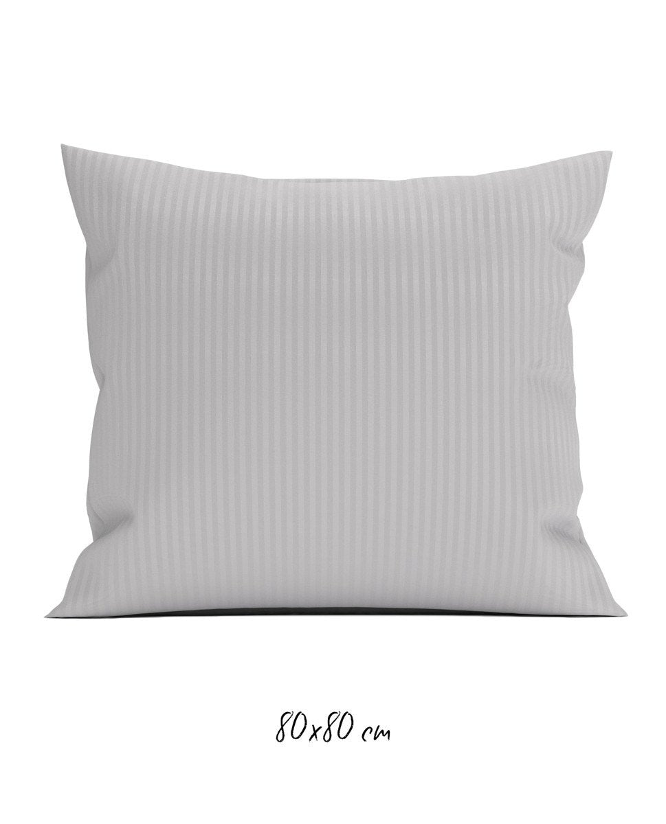 Poszewka hotelowa w tkane paski 80x80 cm jasnoszara - 100% Satyna-bawełniana