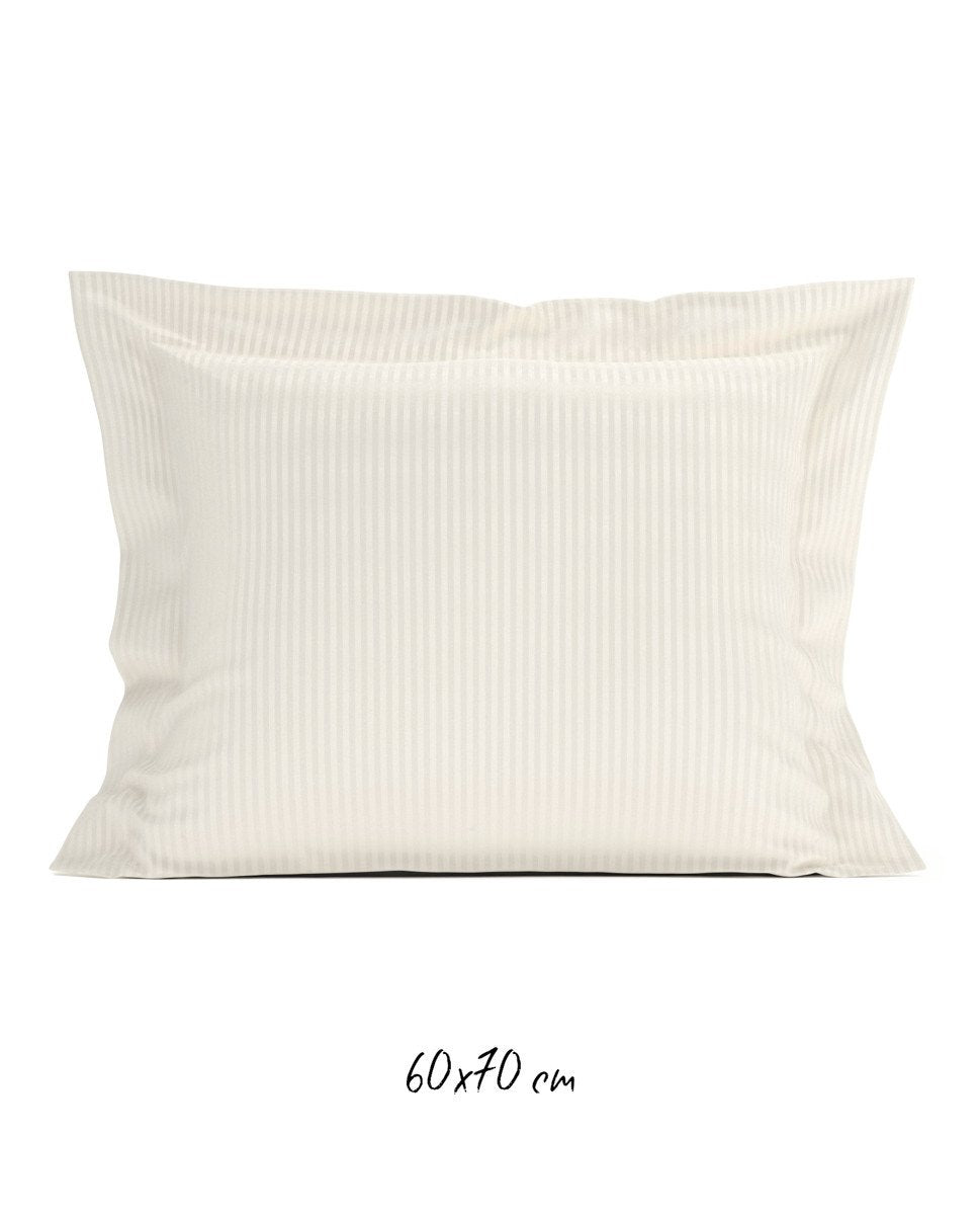 Poszewka hotelowa w tkane paski 60x70 cm kremowa - 100% Satyna-bawełniana
