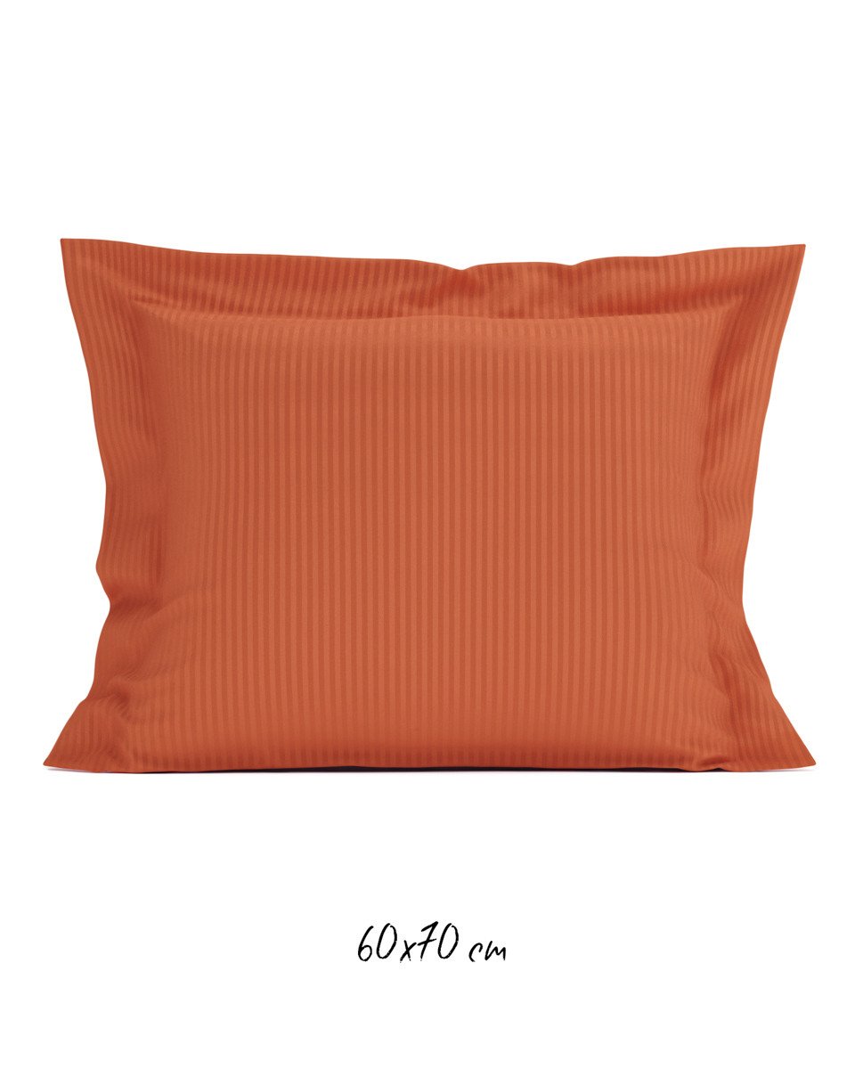Poszewka hotelowa w tkane paski 60x70 cm pomarańczowa - 100% Satyna-bawełniana