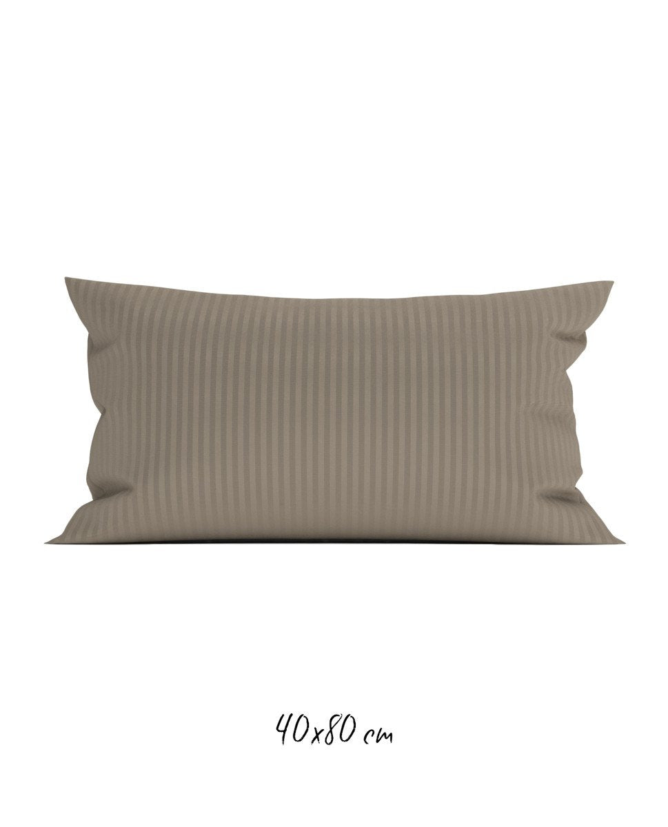 Poszewka hotelowa w tkane paski 40x80 cm popielaty brąz - 100% Satyna-bawełniana