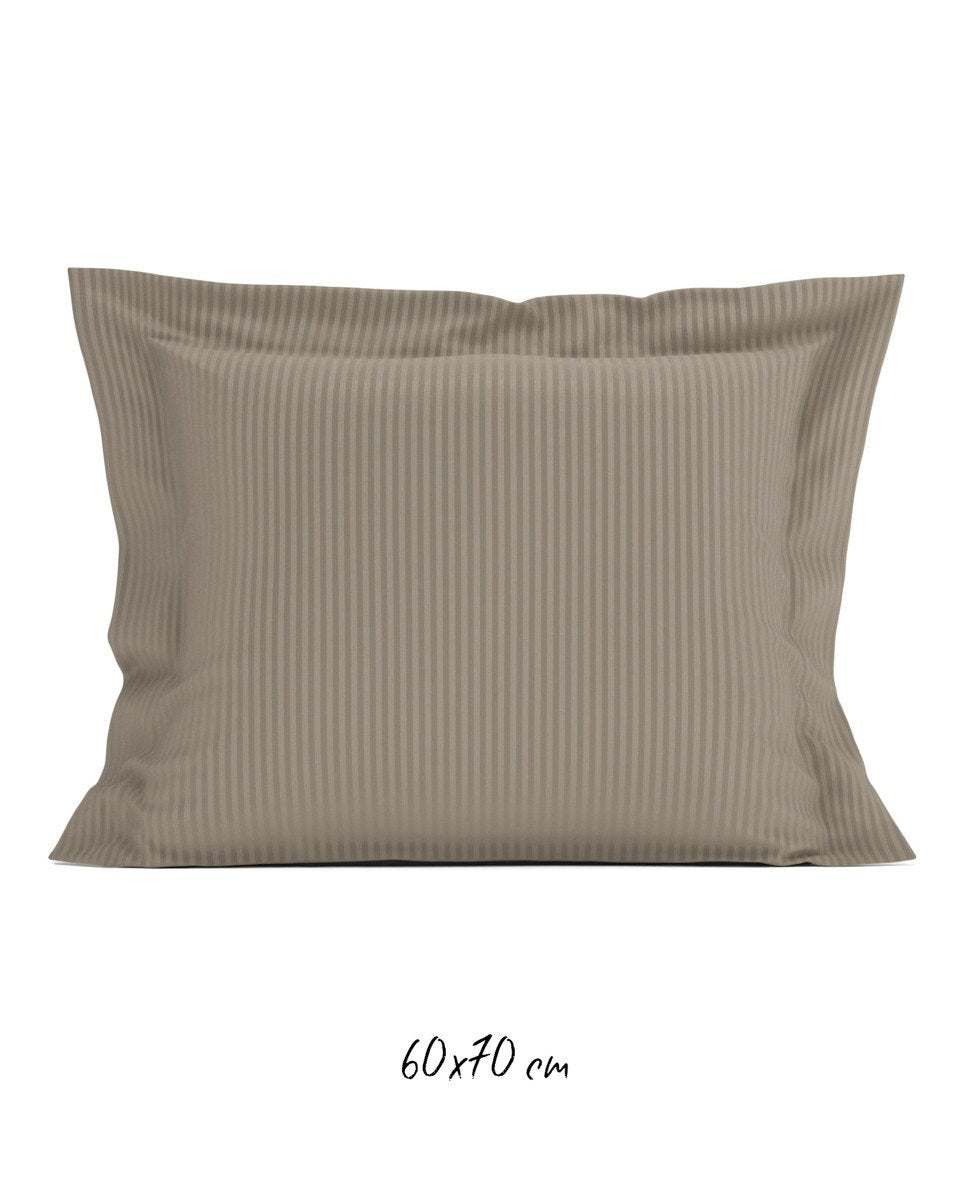 Poszewka hotelowa w tkane paski 60x70 cm popielaty brąz - 100% Satyna-bawełniana