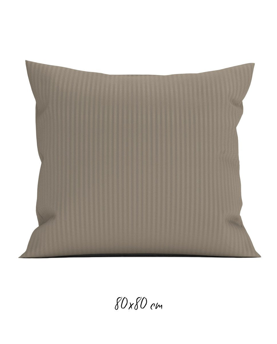 Poszewka hotelowa w tkane paski 80x80 cm popielaty brąz - 100% Satyna-bawełniana