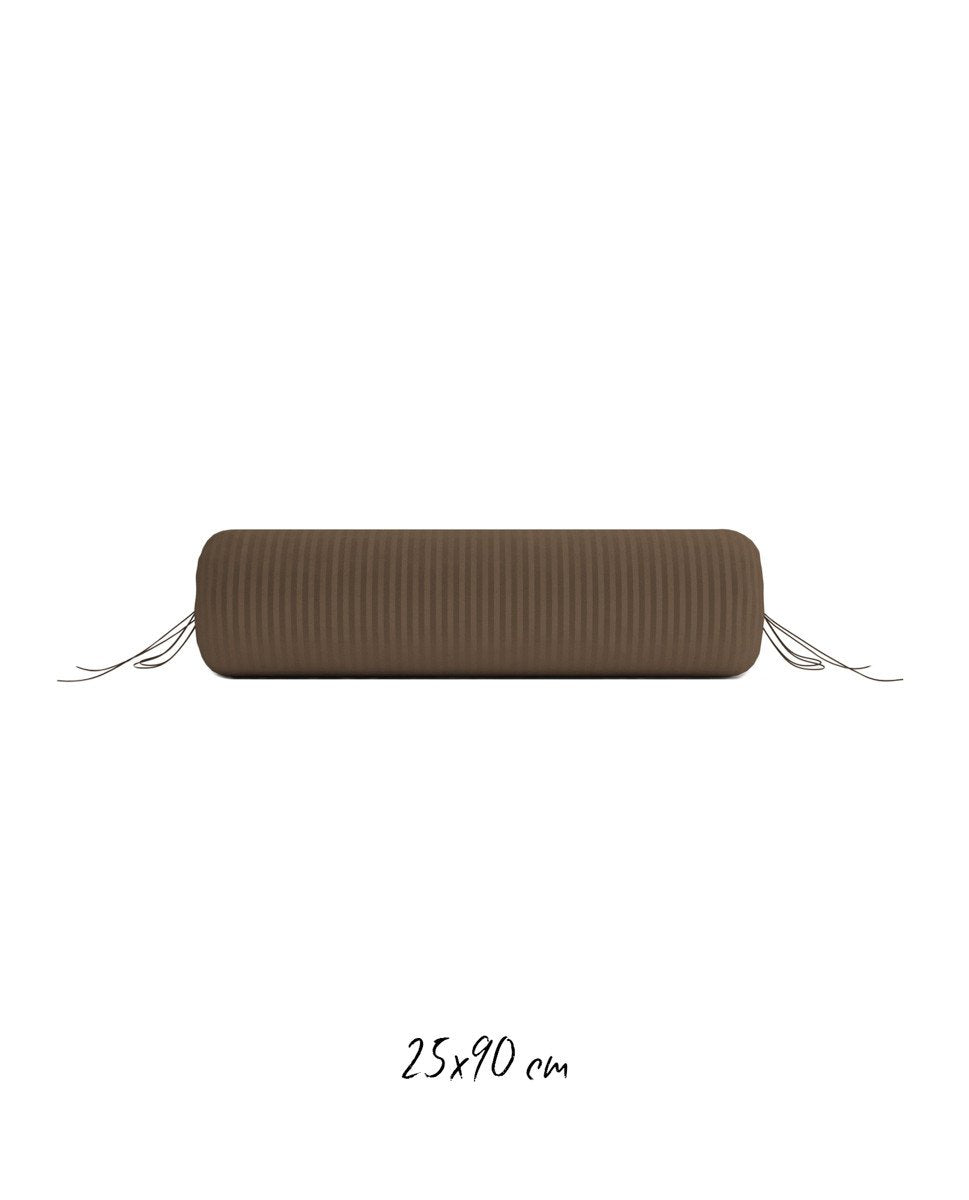 Poszewka hotelowa w tkane paski 25x90 cm ciemnobrązowa - 100% Satyna-bawełniana