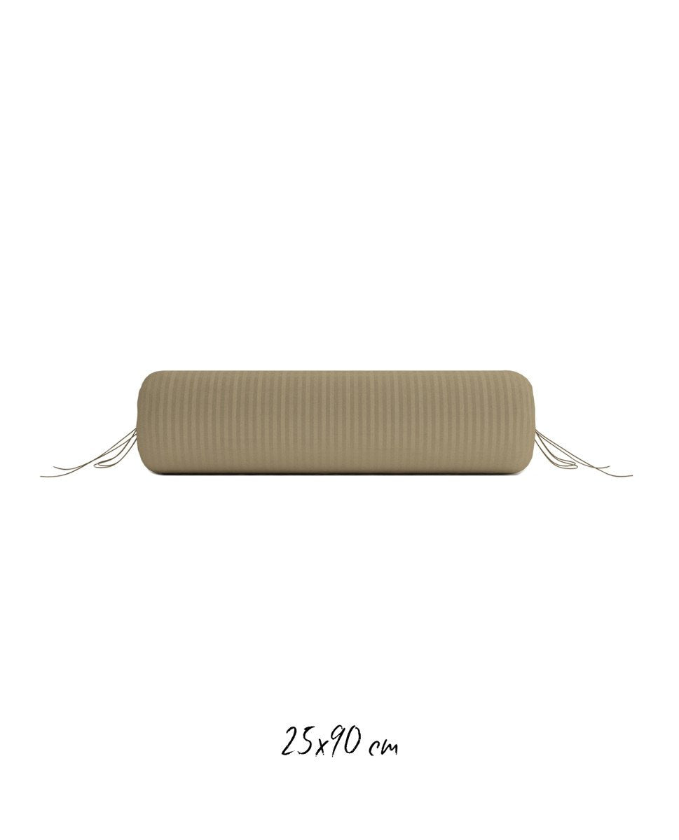 Poszewka hotelowa w tkane paski 25x90 cm jasnobrązowa - 100% Satyna-bawełniana